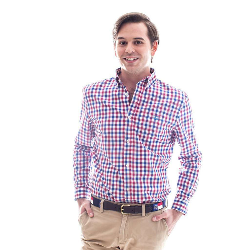Shoals Club Button Down Shirt in Red Check by Bald Head Blues - Country Club Prep