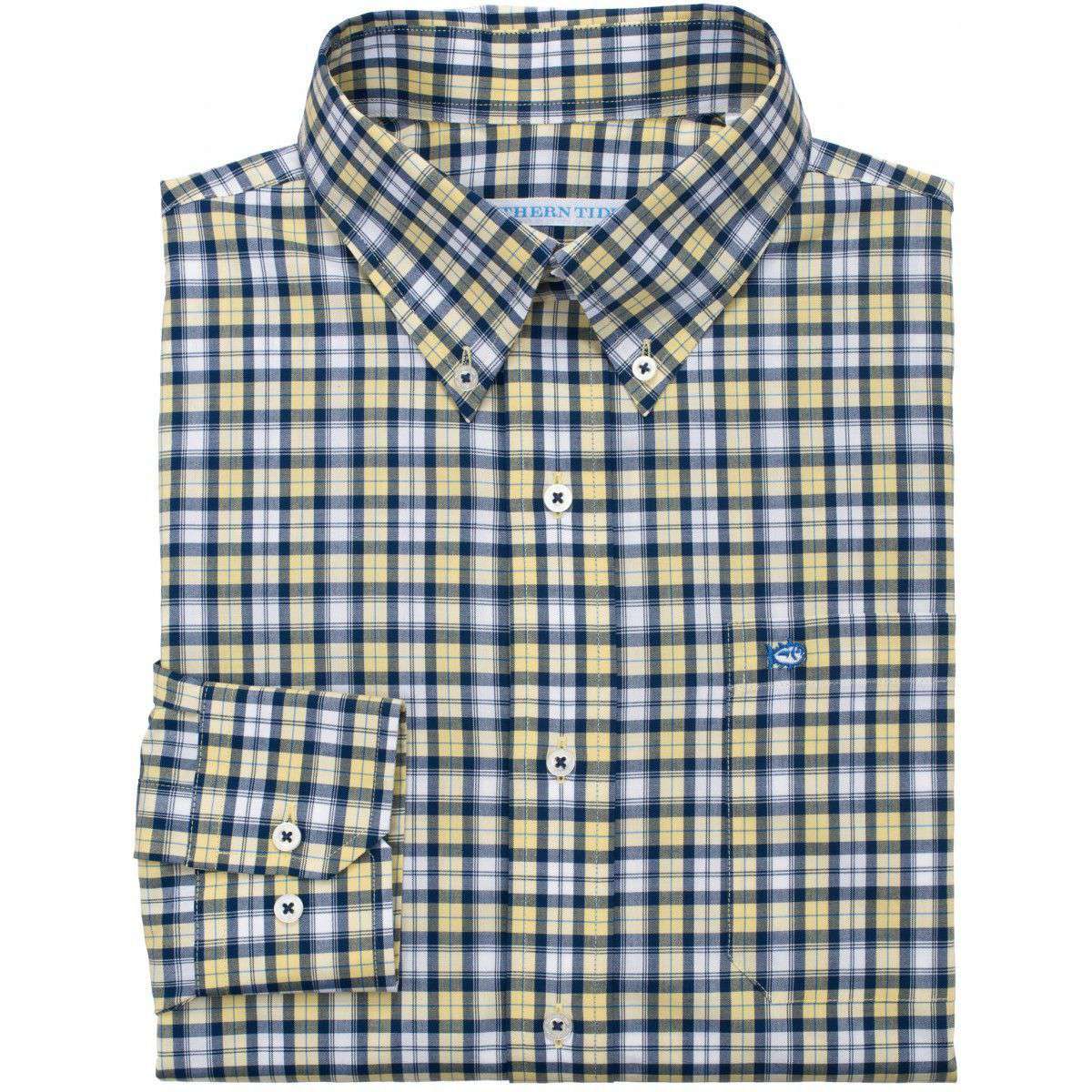 Sonar Plaid Classic Fit Sport Shirt in Sunshine by Southern Tide - Country Club Prep