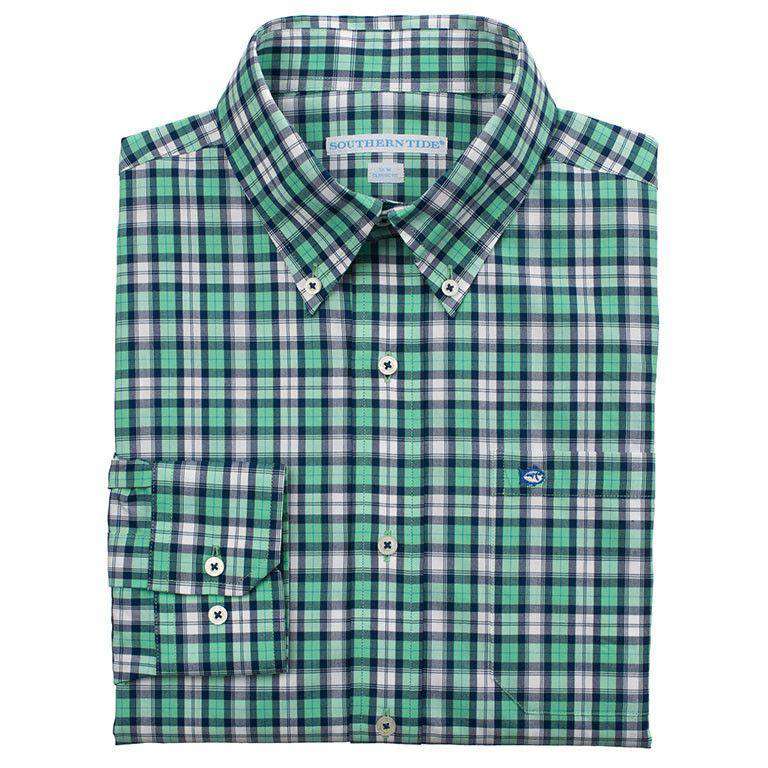 Sonar Plaid Sport Shirt in Starboard Green by Southern Tide - Country Club Prep