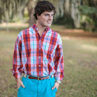 Southern Shirt in Red Plaid Plaid by Southern Proper - Country Club Prep