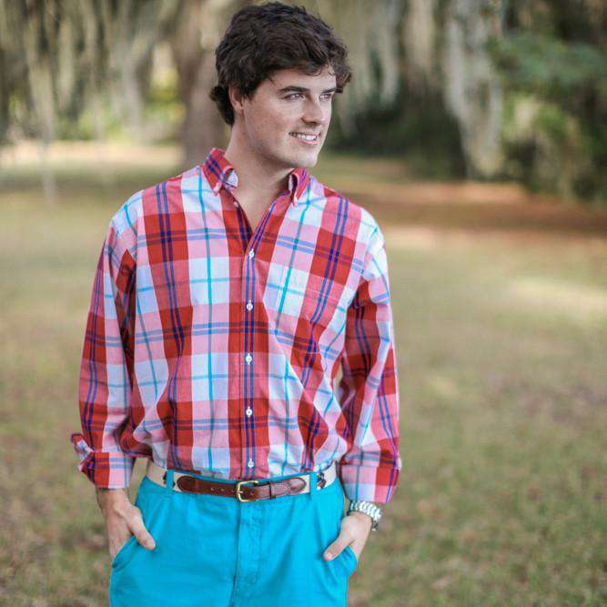 Southern Shirt in Red Plaid Plaid by Southern Proper - Country Club Prep