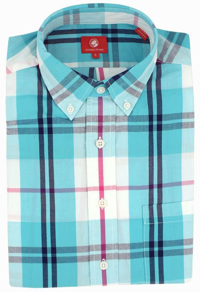 Southern Shirt in Turquoise Plaid by Southern Proper - Country Club Prep