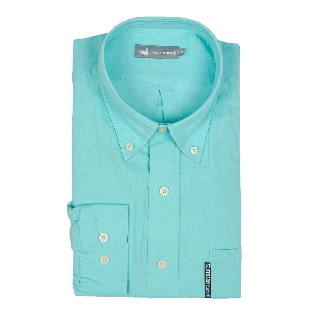 Spoonbill Shirt in Antigua Blue Linen by Southern Marsh - Country Club Prep