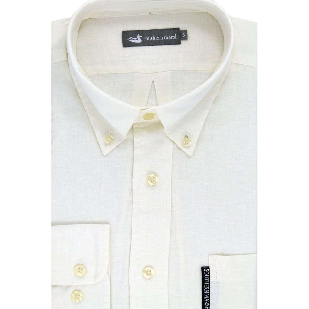 Spoonbill Shirt in White Linen by Southern Marsh - Country Club Prep