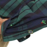 Straight Wharf Button Down in Blackwatch with Holly Berries by Castaway Clothing - Country Club Prep