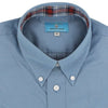 Straight Wharf Button Down in Chino Slate Blue with Harvest Plaid Trim by Castaway Clothing - Country Club Prep
