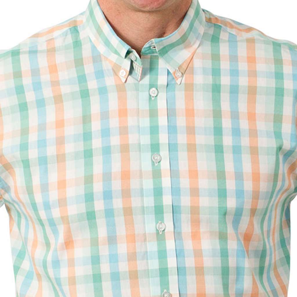 Straight Wharf Button Down in Dunes Check Blue by Castaway Clothing - Country Club Prep