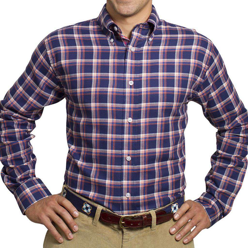 Straight Wharf Button Down in Plaid Nantucket Navy by Castaway Clothing - Country Club Prep