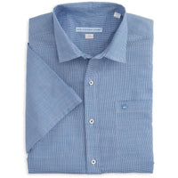 Tailored Short Sleeve Cast Off Check Sport Shirt in Over Sea Blue by Southern Tide - Country Club Prep