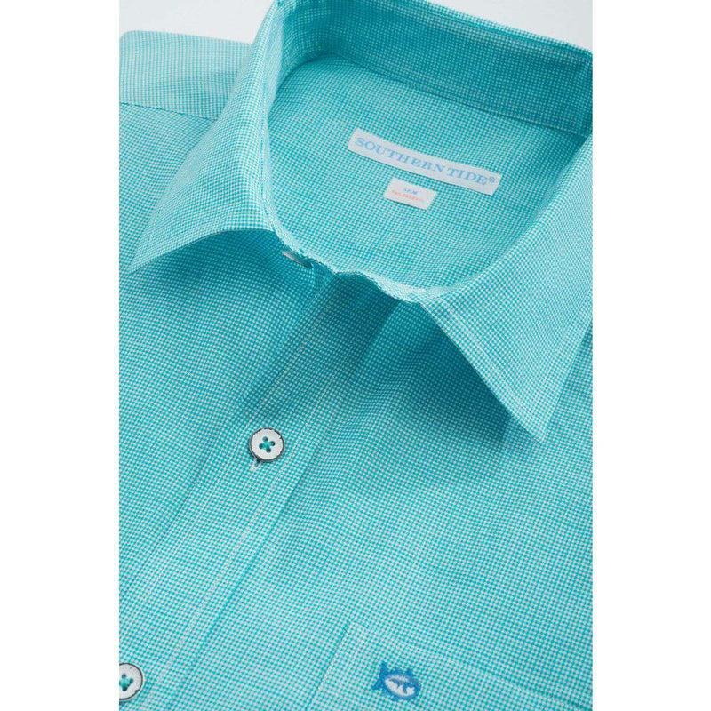 Tailored Short Sleeve Cast Off Check Sport Shirt in Tidal Wave Green by Southern Tide - Country Club Prep