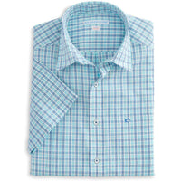 Tailored Short Sleeve GPS Plaid Sport Shirt in Crystal Blue by Southern Tide - Country Club Prep