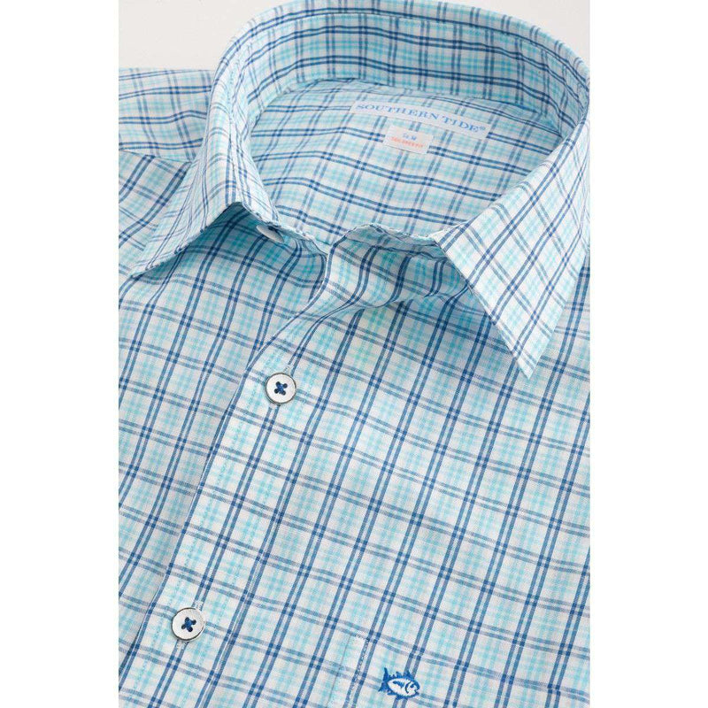 Tailored Short Sleeve GPS Plaid Sport Shirt in Crystal Blue by Southern Tide - Country Club Prep