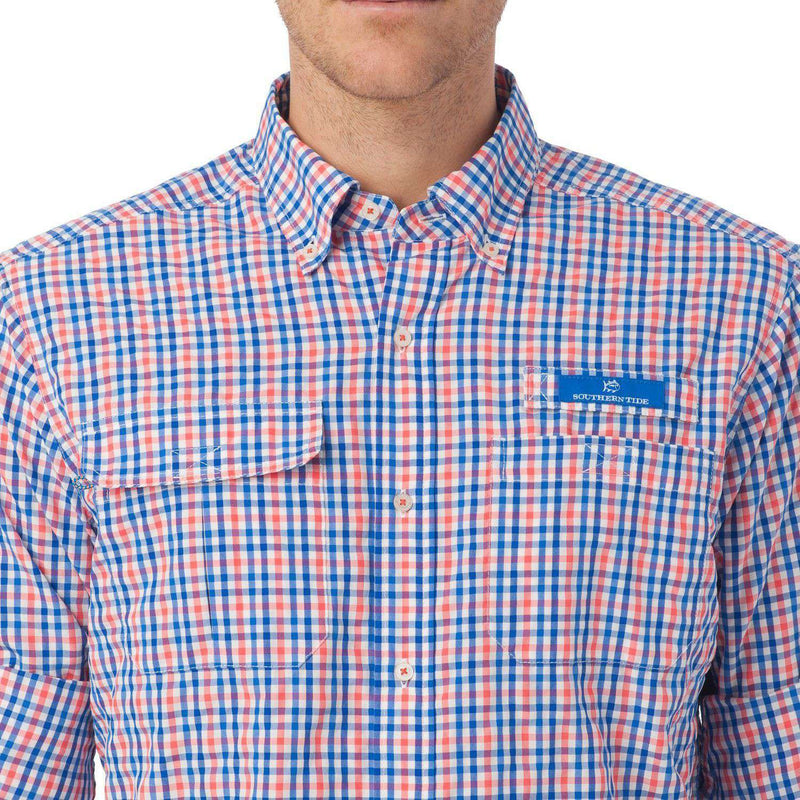 Tarpon Plaid Fishing Shirt in Hot Coral by Southern Tide - Country Club Prep