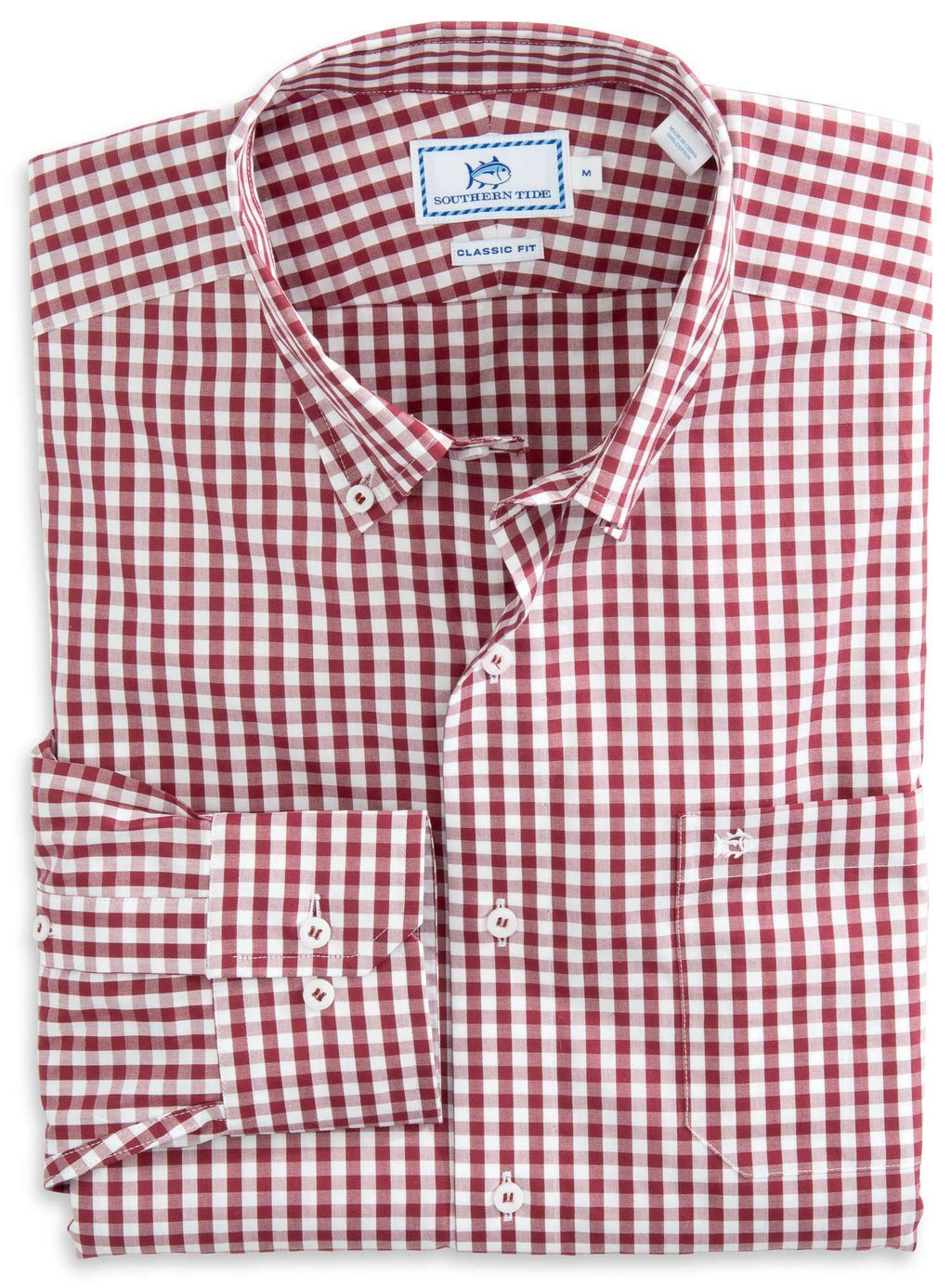 Southern Tide Team Colors Gingham Sport Shirt in Chianti – Country Club ...