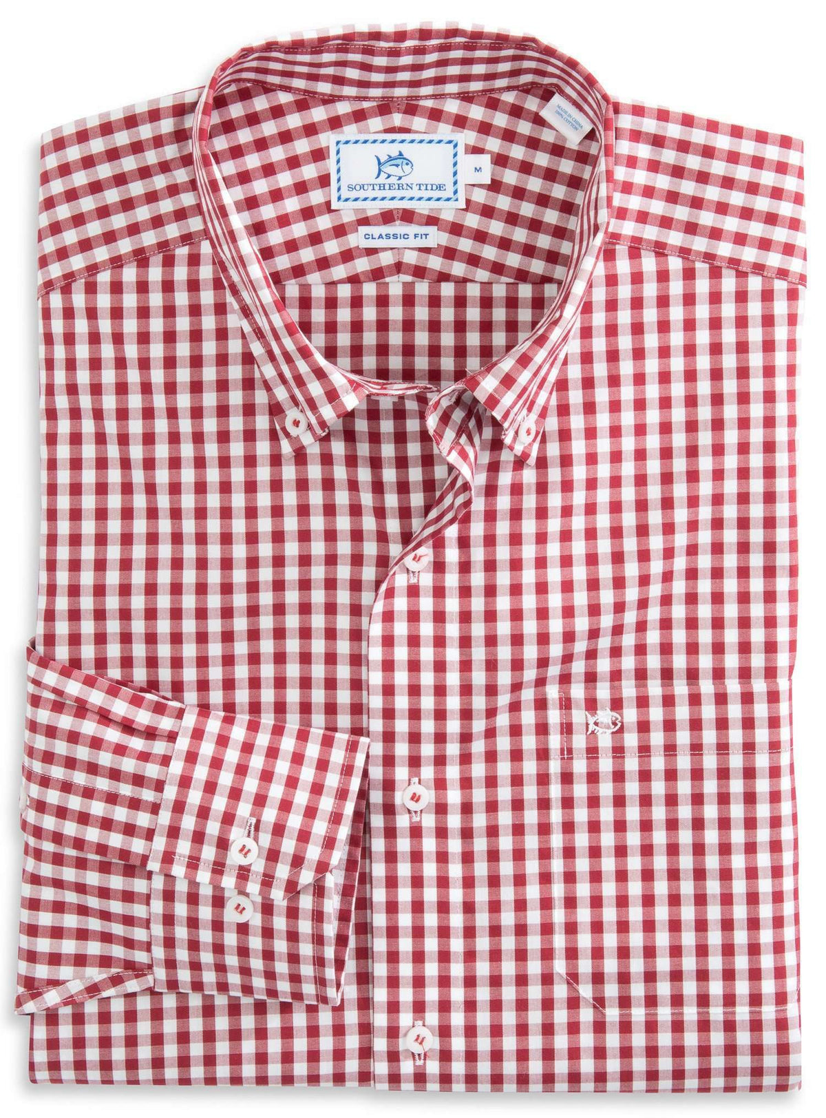 Team Colors Gingham Sport Shirt in Crimson by Southern Tide - Country Club Prep