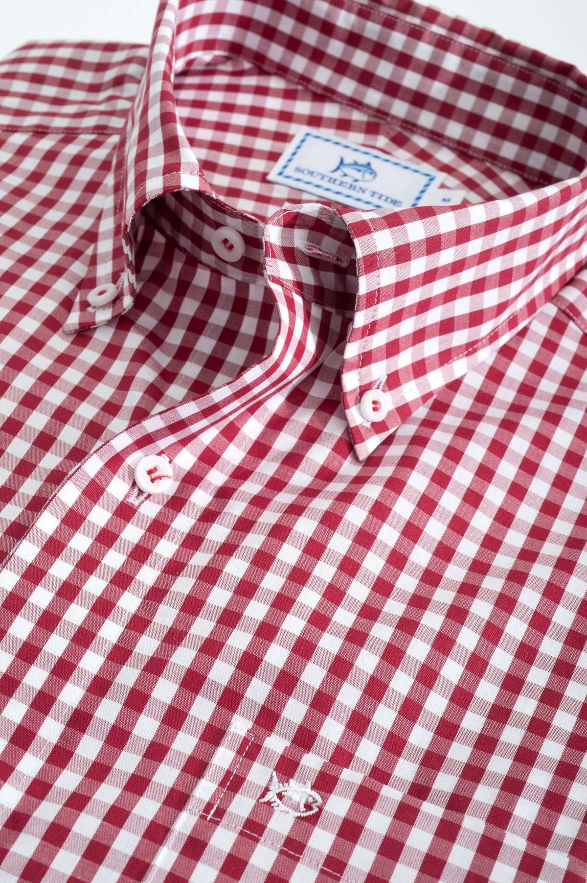 Team Colors Gingham Sport Shirt in Crimson by Southern Tide - Country Club Prep