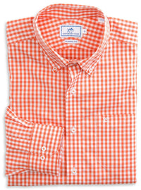 Team Colors Gingham Sport Shirt in Endzone Orange by Southern Tide - Country Club Prep