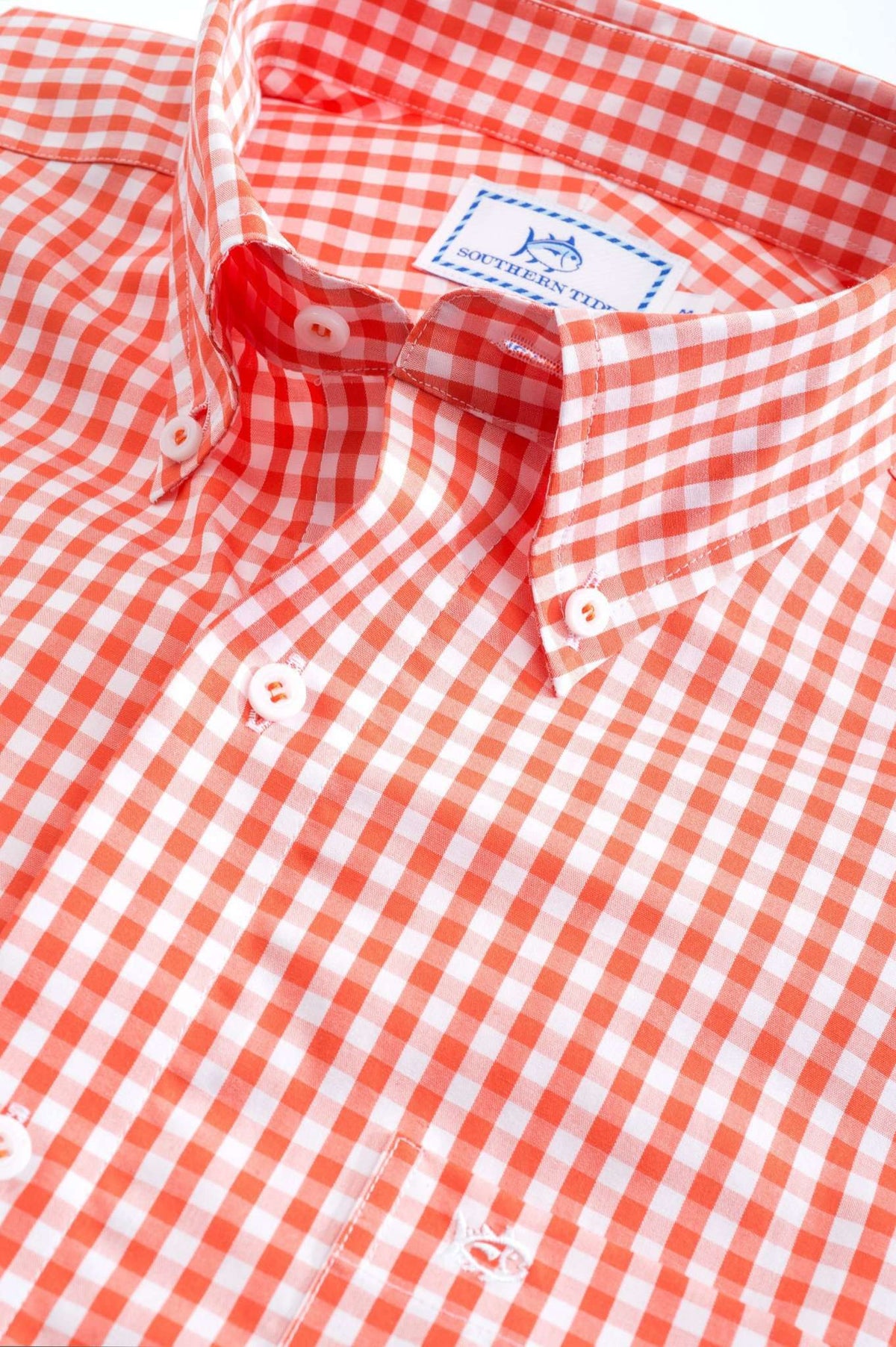 Team Colors Gingham Sport Shirt in Endzone Orange by Southern Tide - Country Club Prep