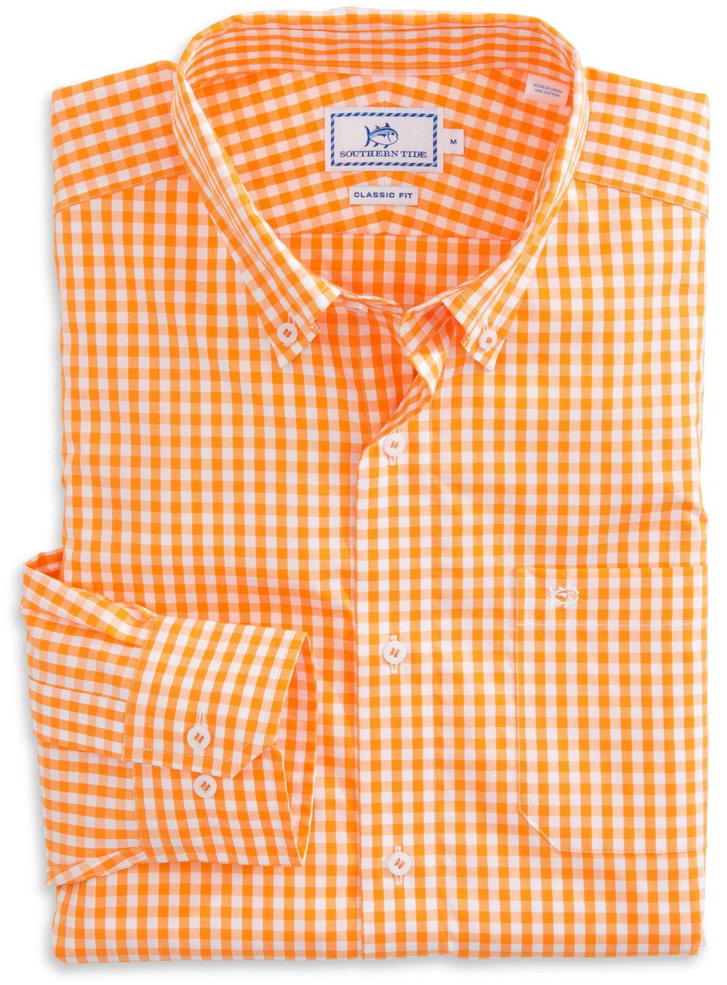 Southern Tide Team Colors Gingham Sport Shirt in Rocky Top Orange – Country  Club Prep