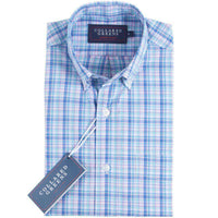 The Ashe Button Down in Blue, Teal and Pink by Collared Greens - Country Club Prep