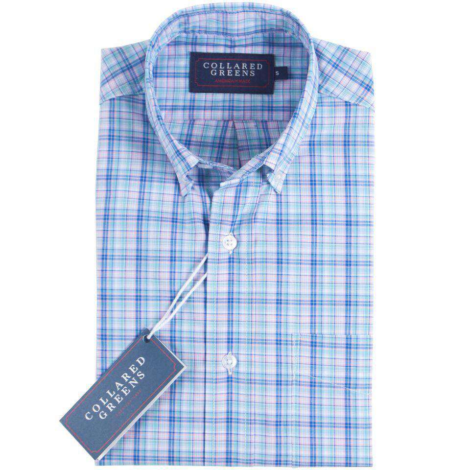 The Ashe Button Down in Blue, Teal and Pink by Collared Greens - Country Club Prep