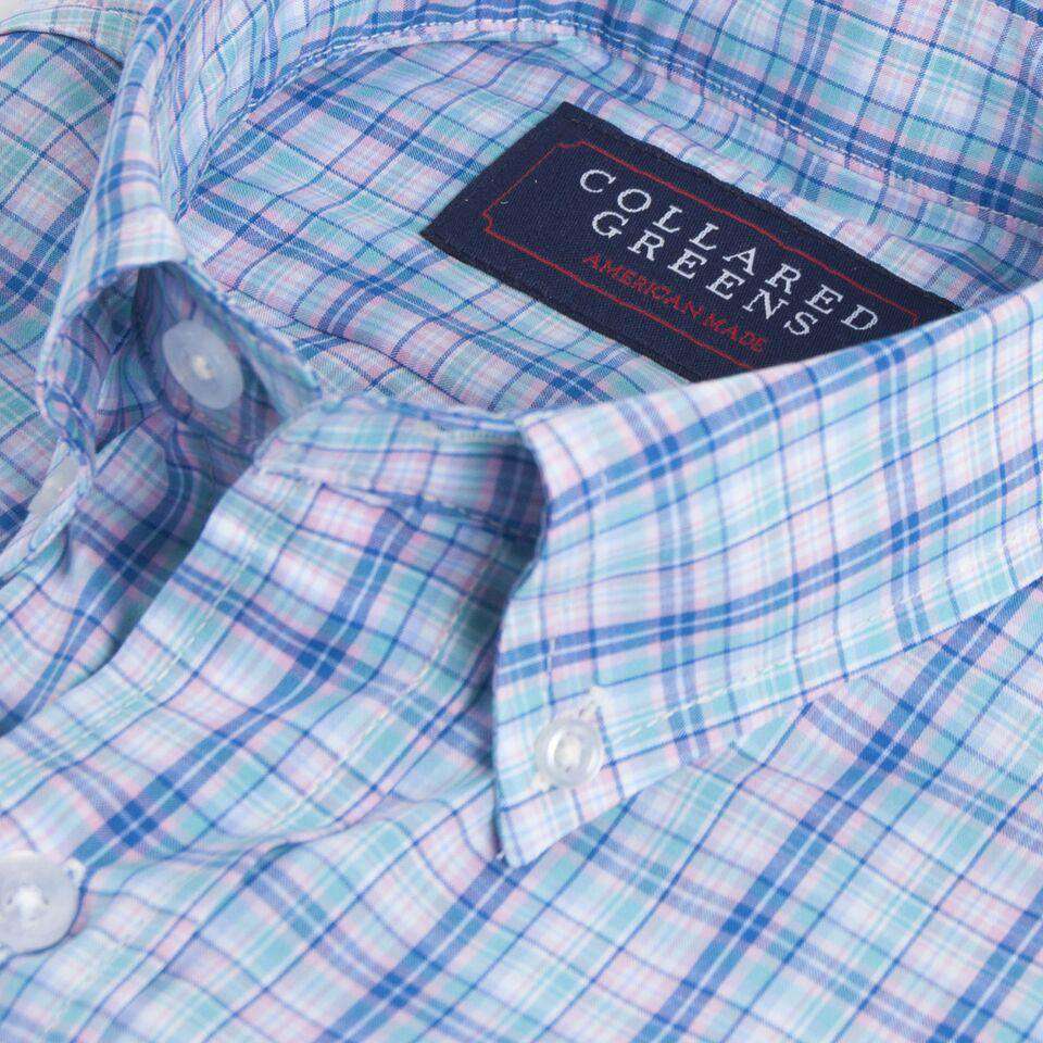 The Ashe Button Down in Blue, Teal and Pink by Collared Greens - Country Club Prep