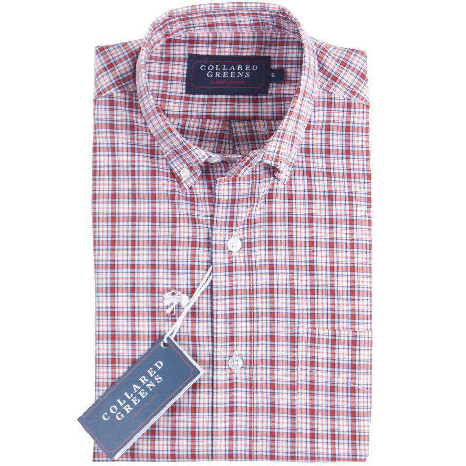 The Byrd Button Down in Red, Navy and Carolina by Collared Greens - Country Club Prep