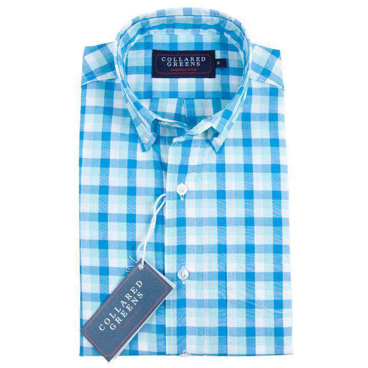 The Cary Button Down Shirt in Blue, Teal, & White by Collared Greens - Country Club Prep