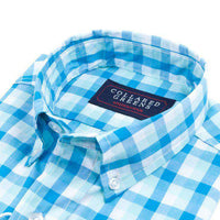 The Cary Button Down Shirt in Blue, Teal, & White by Collared Greens - Country Club Prep