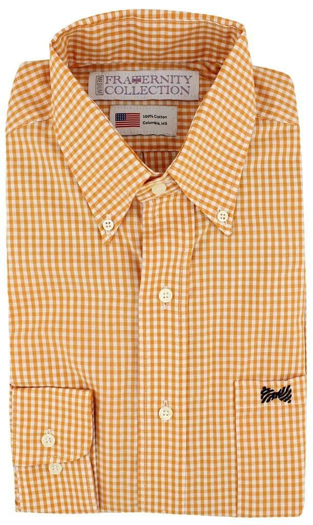 The Chancerloville Sports Shirt in Tangerine Gingham by Fraternity Collection - Country Club Prep