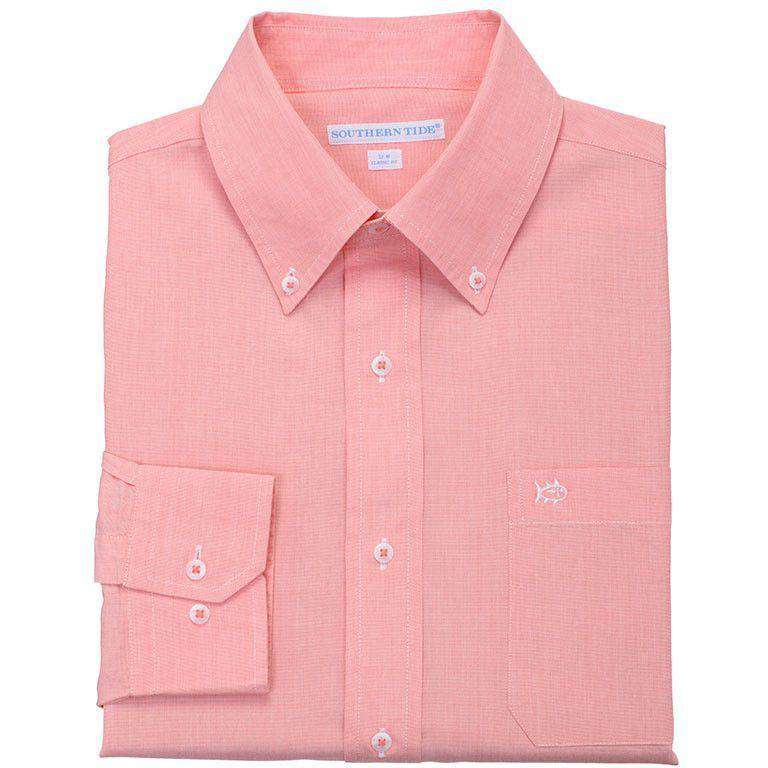 The Dockside End-on-End Sport Shirt in Hot Coral by Southern Tide - Country Club Prep