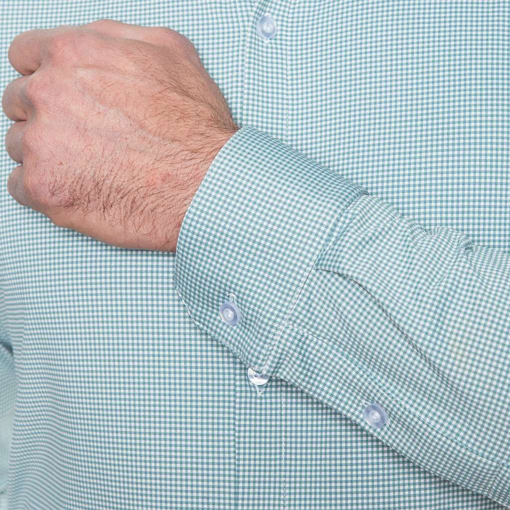 The Gingham Dress Shirt in Wright Light Green by Mizzen+Main - Country Club Prep