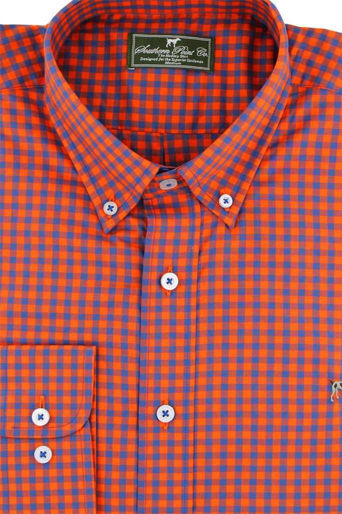The Hadley Shirt in Blue & Orange Check by Southern Point Co. - Country Club Prep