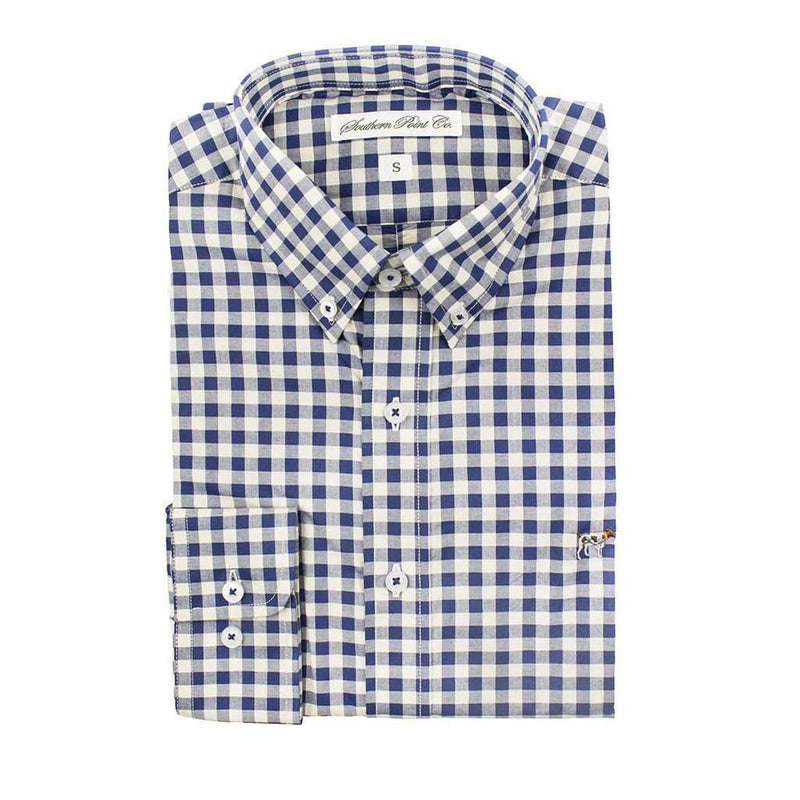The Hadley Shirt in Large Navy & Oats Check by Southern Point Co. - Country Club Prep