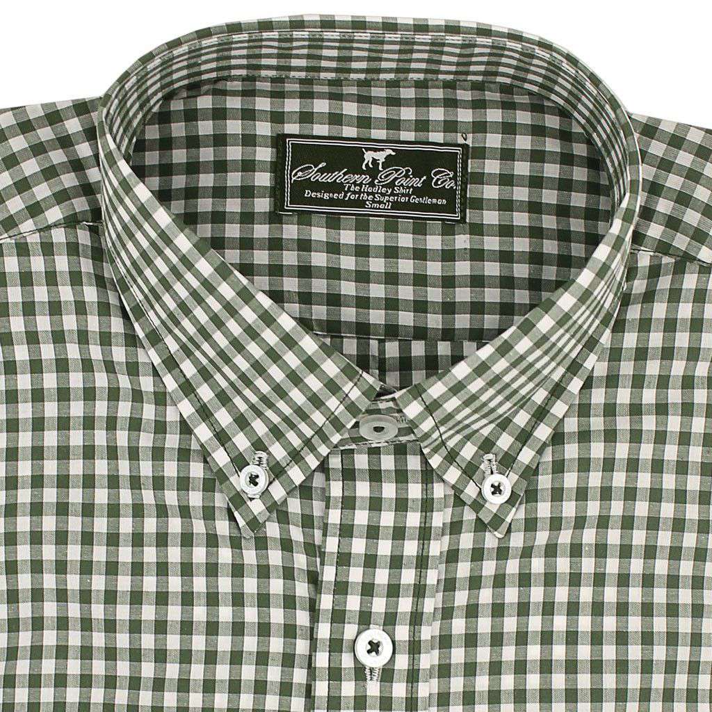 The Hadley Shirt in Olive Gingham by Southern Point Co. - Country Club Prep