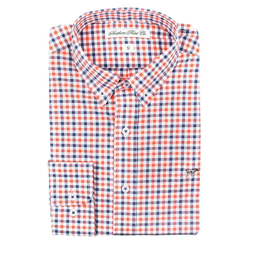The Hadley Shirt in Orange & Navy Check by Southern Point Co. - Country Club Prep