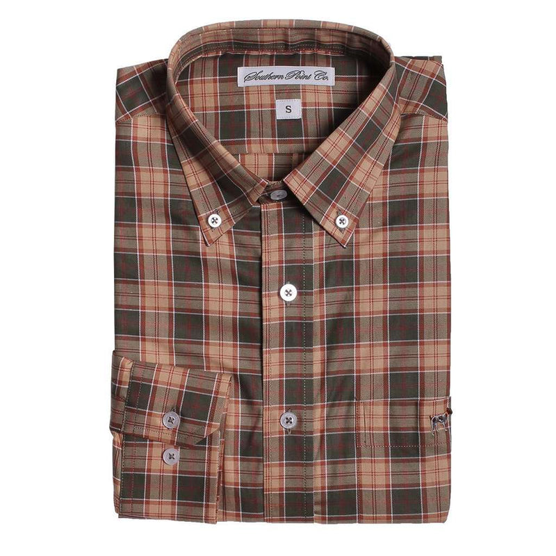 The Hadley Shirt in Tan and Green Plaid by Southern Point - Country Club Prep
