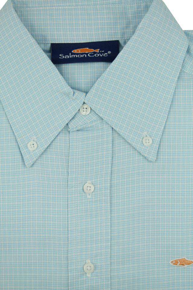 The Harbor Springs Button-Down in Light Blue Multi-Check by Salmon Cove - Country Club Prep