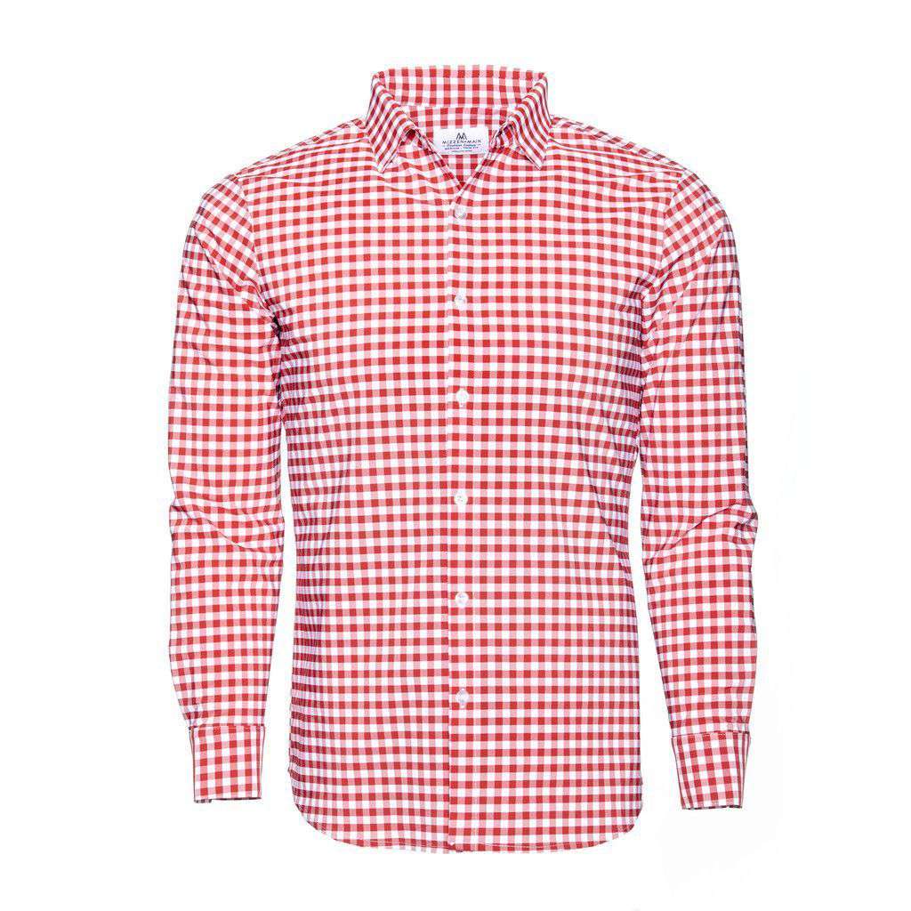 The "Hatteras" Checked Dress Shirt in Red by Mizzen+Main - Country Club Prep