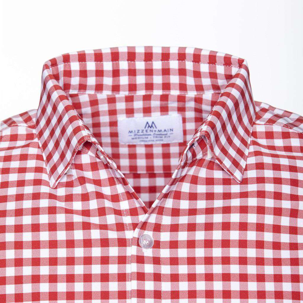 The "Hatteras" Checked Dress Shirt in Red by Mizzen+Main - Country Club Prep