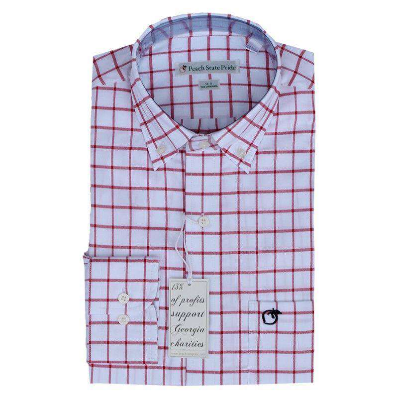 The Hedges Button Down in White & Red by Peach State Pride - Country Club Prep