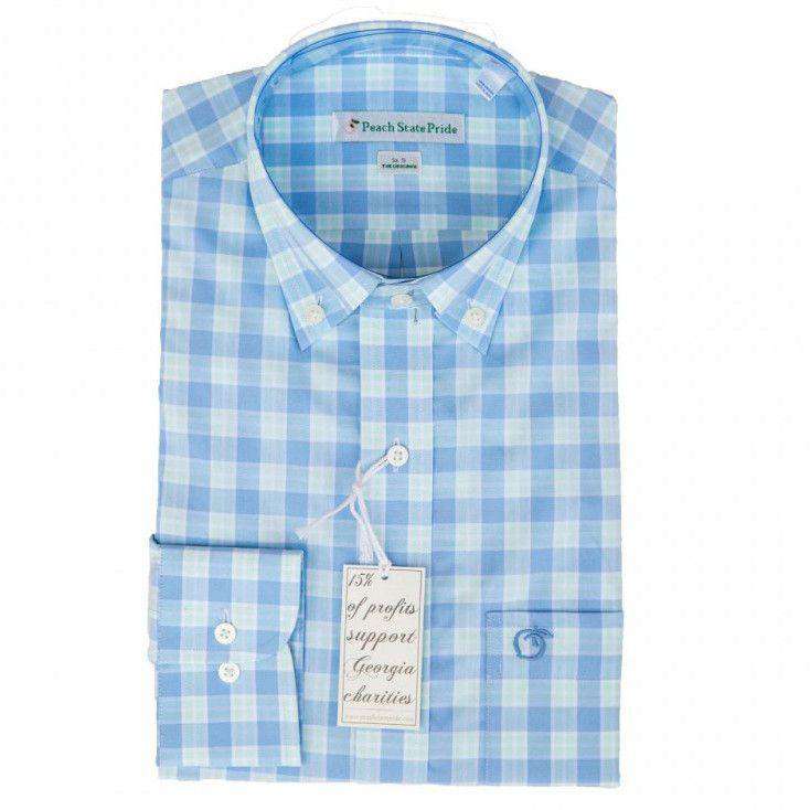 The Oconee Button Down in Blue & Green by Peach State Pride - Country Club Prep