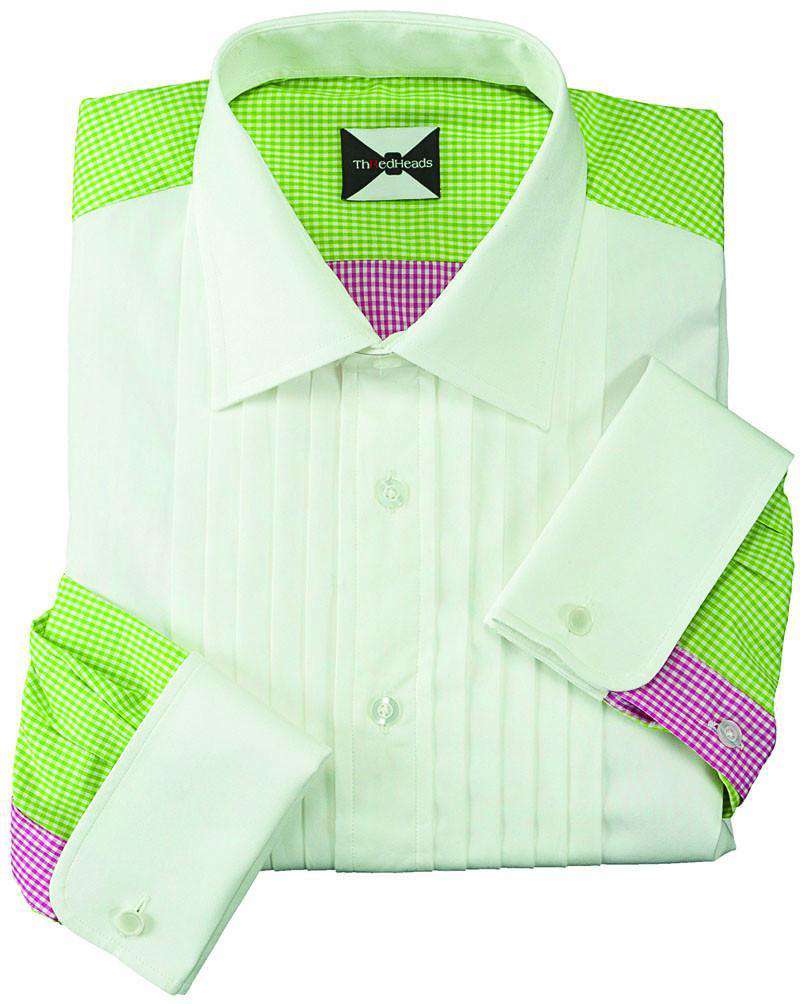 The Palm Beach Multi-Panel Tux Shirt in Pink and Green by ThRedHeads Country Club Prep The Palm Beach Multi-Panel Tux Shirt in Pink and Green by ThRedHeads Country Club Prep