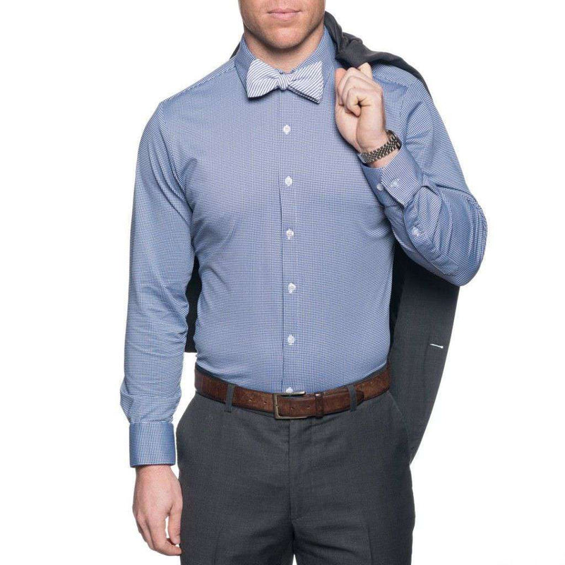 The Spread Collar Gingham Dress Shirt in Beckett Blue by Mizzen+Main - Country Club Prep