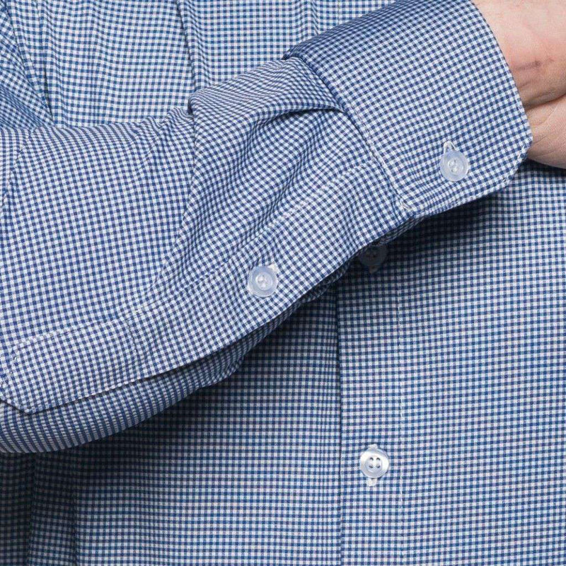 The Spread Collar Gingham Dress Shirt in Beckett Blue by Mizzen+Main - Country Club Prep