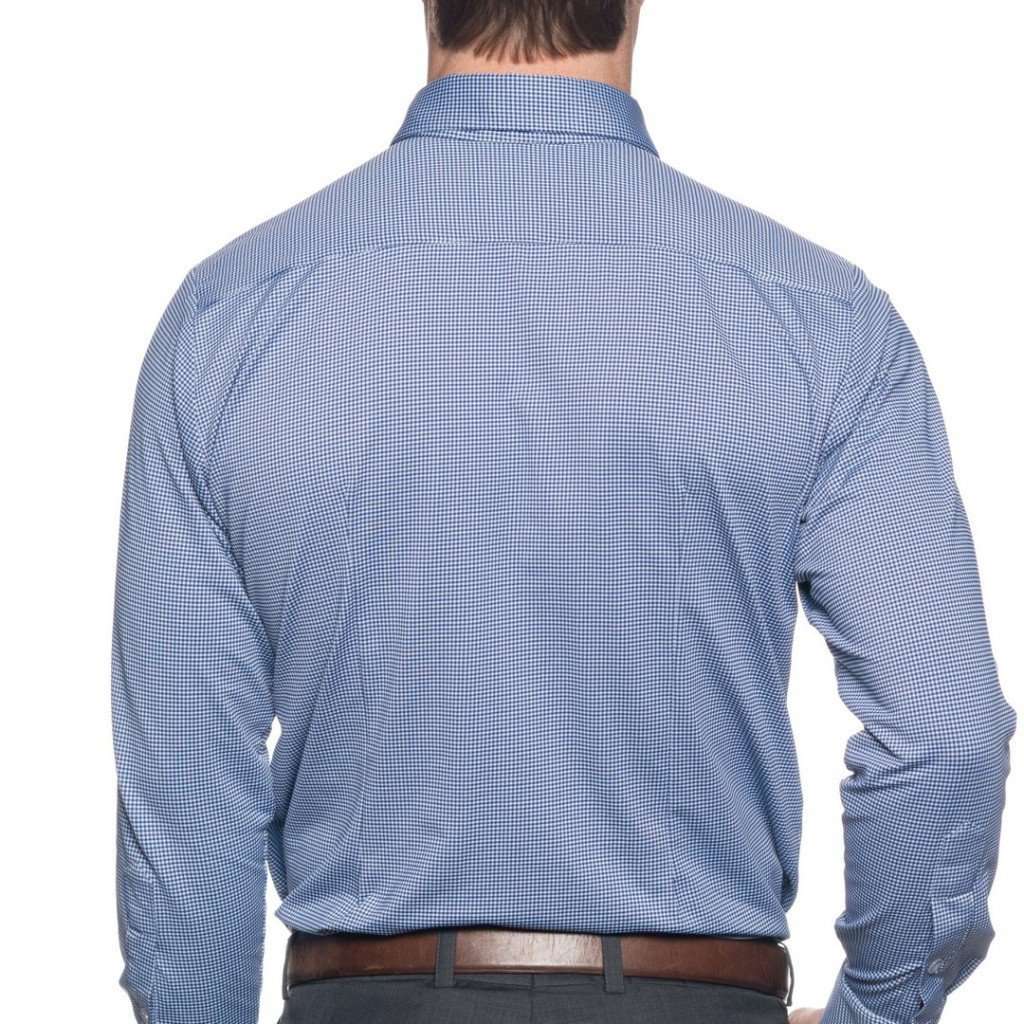 The Spread Collar Gingham Dress Shirt in Beckett Blue by Mizzen+Main - Country Club Prep