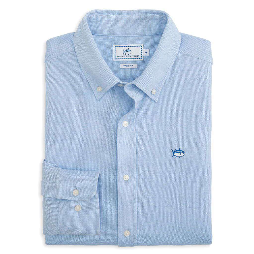 Traveler Oxford Pique Sport Shirt in Vista Blue by Southern Tide - Country Club Prep