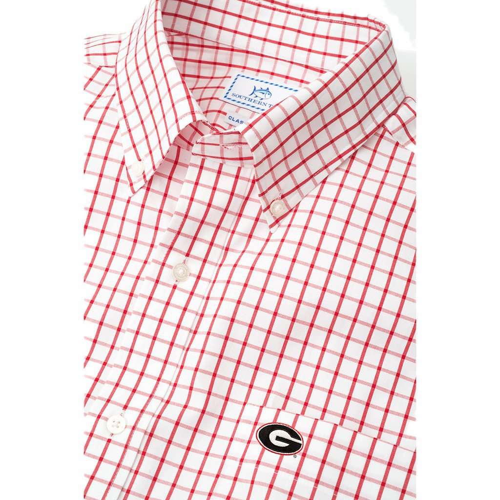 University of Georgia Gameday Tattersall Sport Shirt in Red by Southern Tide - Country Club Prep