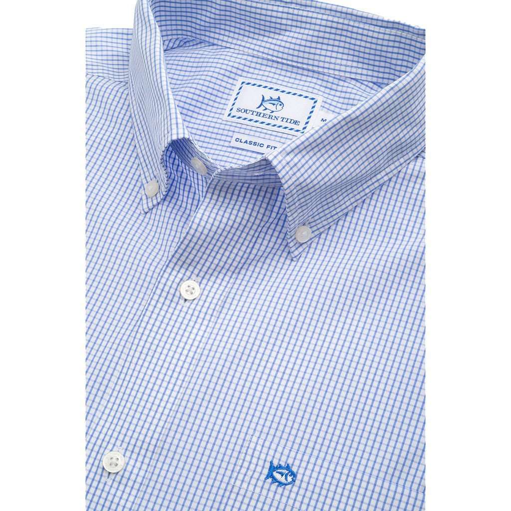 Watermark Tattersall Sport Shirt in Sail Blue by Southern Tide - Country Club Prep