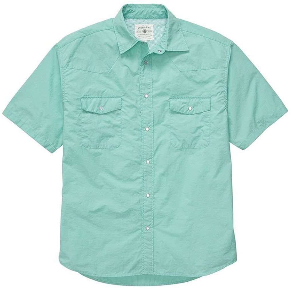 WLS Short Sleeve Fishing Shirt in Aqua by Southern Proper - Country Club Prep